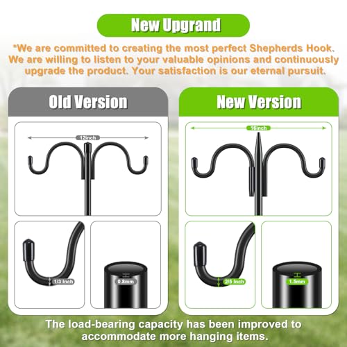 Gtongoko Double Shepherds Hook for Outdoor, 2 Pack 92 Inch Heavy Duty Bird Feeder Pole 3/4 Inch Thick Garden H - view 5
