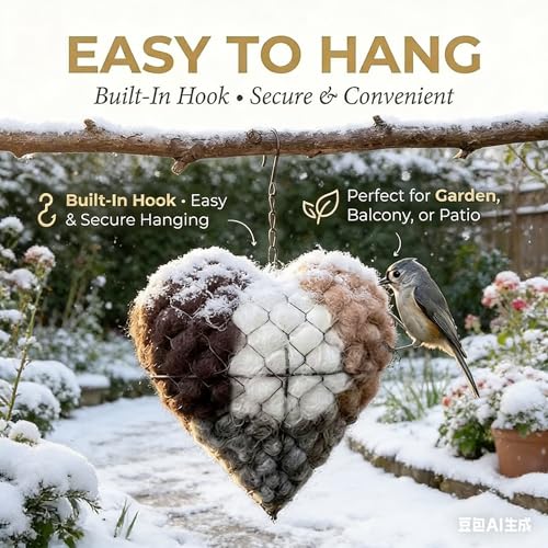2026 new Handmade Alpaca Fiber Bird nest Heart, Bird nest Material Frame, Winter Wild Bird Tree House, Humming - view 5