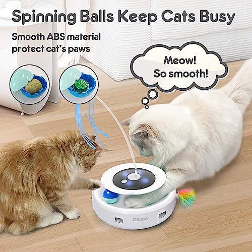 ORSDA Cat Toy, 3-in-1 Automatic Interactive Electronic Moving Ambush Feather, Fluttering Butterfly, Track Ball - view 7