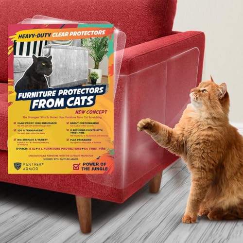 Panther Armor Furniture Protector, 8-Pack, Heavy Duty Anti-Scratch Cat Couch Protector, Transparent - view 2