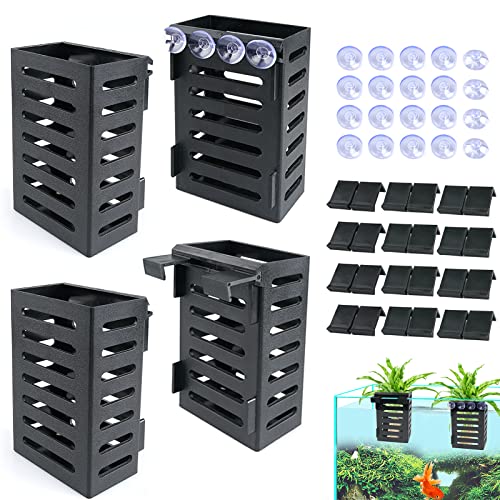 Aquarium Plant Holder 4 PCS Aquatic Plant Pot with 24 Hooks and 20 Suction Cups for Fish Tank Aquarium Planter - view 2