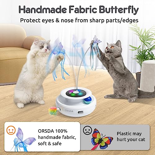 ORSDA Cat Toy, 3-in-1 Automatic Interactive Electronic Moving Ambush Feather, Fluttering Butterfly, Track Ball - view 5