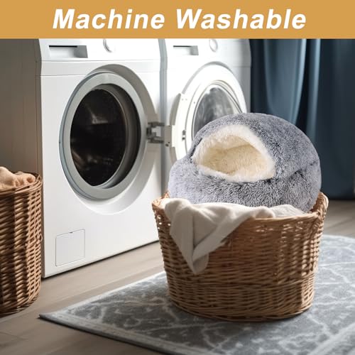 Hooded Dog Bed for Small Dogs, Nest Dog Beds, Washable Cute Cat Cave Bed, Cozy Nook Pet Bed for Dogs or Cats,  - view 7