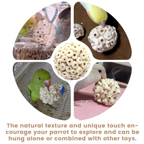 4PCS Bird Toys Sola Balls 2.36'' - Bird Foraging Toy, Sola Atta Ball, Parrot Chew Shred Toy for Sharpening Cla - view 6
