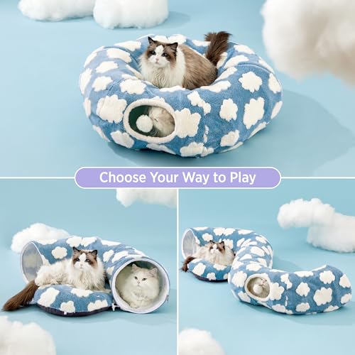 Lesure Cat Tunnel Bed for Indoor Cats - Cute Cat Donut Tunnel Toys for Small Large Cats with Washable Circle C - view 3
