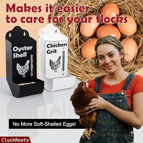 CluckRoots Chicken Grit and Oyster Shell Feeder Combo, No-Spill Weatherproof Heavy-Duty Design, Lift-Off Wall- - view 3