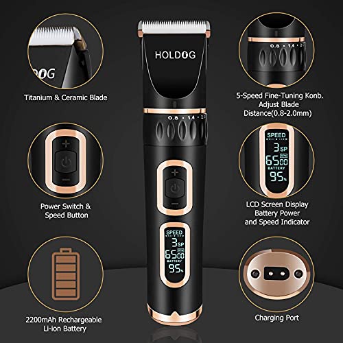 Dog Clippers Professional Heavy Duty Grooming Clipper 3-Speed Low Noise High Power Rechargeable Cordless Pet T - view 3