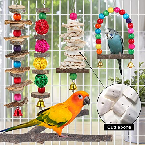 Bird Perch Bird Toys Parakeet Toys,Bird Cage Accessories Wooden Chew Toys Perch Stand for Parrot Conure Cockat - view 5