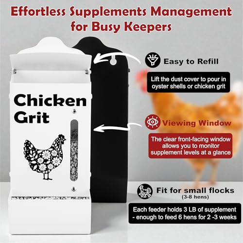 CluckRoots Chicken Grit and Oyster Shell Feeder Combo, No-Spill Weatherproof Heavy-Duty Design, Lift-Off Wall- - view 5