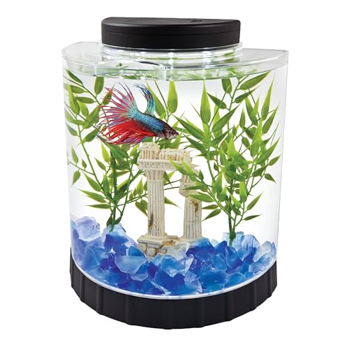 Tetra LED Half Moon Aquarium Kit, 1.1 Gallons, Small, Clear Plastic Fish Tank With Curved Front, Easy Feeding  - view 2