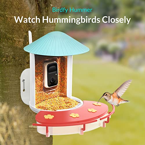NETVUE Hummingbird Feeder Perch, Compatible with Birdfy, Attract Hummingbirds, 18.3 oz Capacity, 2 in 1 Bird F - view 4