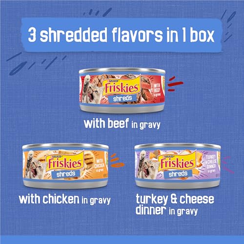 Purina Friskies Gravy Wet Cat Food Variety Pack, Shreds With Beef, With Chicken, and Turkey and Cheese Dinner  - view 6
