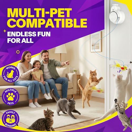 Interactive Cat Toys for Indoor Cats: Automatic Electric Flying Bird Feather & Mouse Wand, Rechargeable Electr - view 3