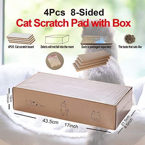 4 Packs in 1 Cat Scratch Pad with Box, Cat Scratcher Cardboard,Reversible,Durable Recyclable Cardboard, Suitab - view 3