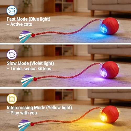 Interactive Cat Toys for Indoor Cats, Speedy Tail Cat Ball | 300mAh High-Capacity Battery, Controllable Chirpi - view 3