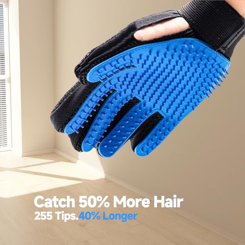 NVNAN Pet Hair Removal Glove for Dogs & Cats, 2-in-1 Deshedding Brush & Massage Mitt - Grooming Gloves for She - view 3