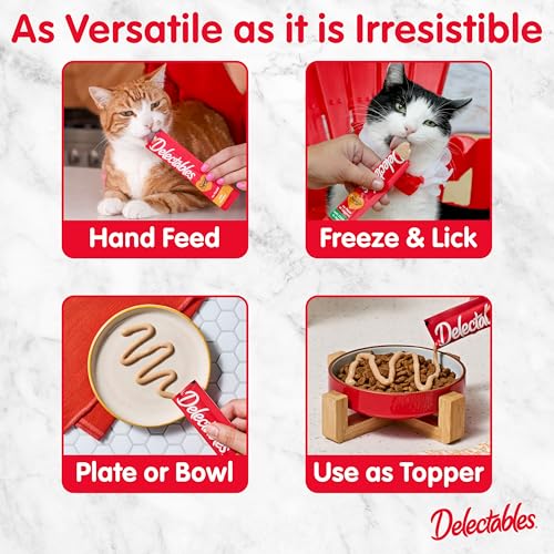 Delectables Squeeze Up Seafood Variety Pack, Creamy Squeezable Puree, Lickable Wet Cat Treats, Grain Free, No  - view 6