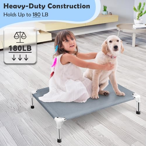 Elevated Cooling Dog Bed, Raised Outdoor Dog Bed for Medium Dogs, Portable Pet Cots with No-Slip Rubber Feet,  - view 3