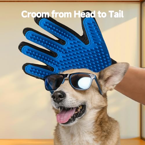 NVNAN Pet Hair Removal Glove for Dogs & Cats, 2-in-1 Deshedding Brush & Massage Mitt - Grooming Gloves for She - view 6