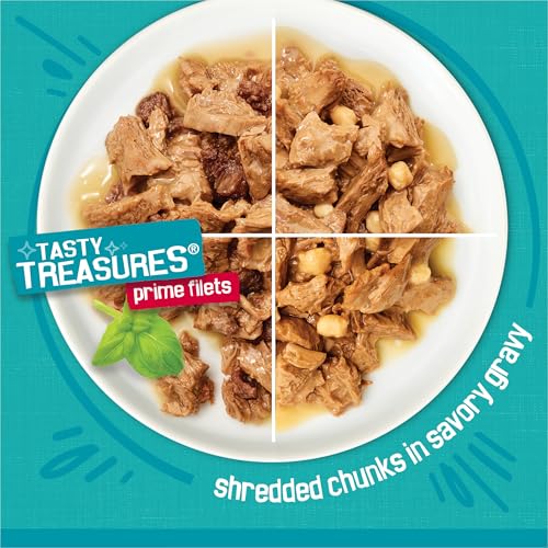 Purina Friskies Wet Cat Food Variety Pack, Tasty Treasures Filets (With Chicken and Tuna, With Chicken, and Wi - view 4