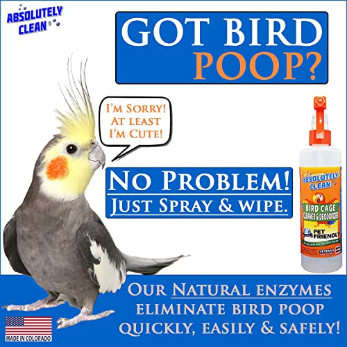 Absolutely Clean Amazing Bird Cage Cleaner and Deodorizer - Just Spray/Wipe - Safely & Easily Removes Bird Mes - view 2