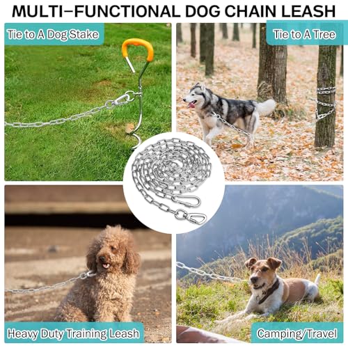 Heavy Duty Dog Chain for Yard-15FT Metal Dog Chain Leash Chew Proof,Long Dog Lead for Outside with Strong Swiv - view 7
