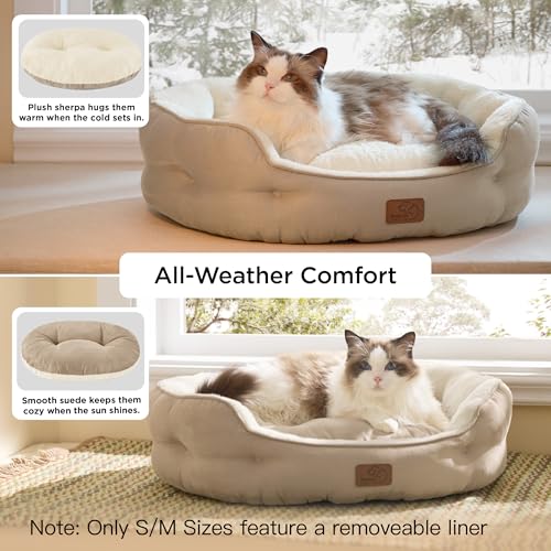 Bedsure Dog Beds for Small Dogs - Round Cat Beds for Indoor Cats, Washable Pet Bed for Puppy and Kitten with S - view 3