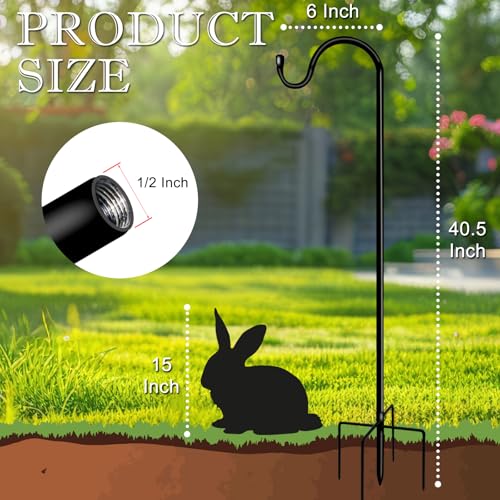 Shepherds Hooks for Outdoor 42 Inch Garden Bird Feeder Pole with 5 Prongs Base Adjustable for Hanging Flower B - view 5