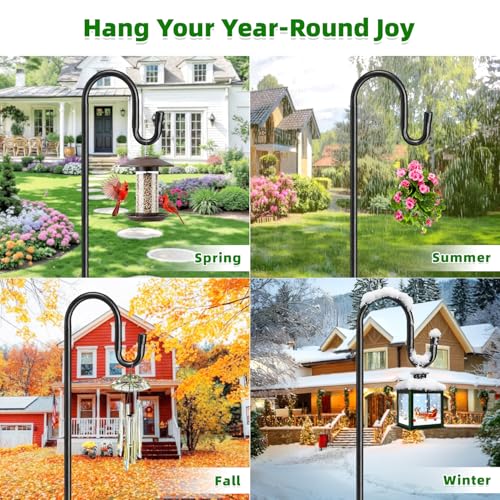 COCONUT 62" Shepherds Hooks for Outdoor, Bird Feeder Pole with 5 Prong Base, Adjustable Height Shepherds Hook  - view 7