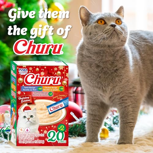 INABA Churu Cat Treats, Lickable, Squeezable Creamy Purée Cat Treat with Vitamin E, 0.5oz Each Tube, 22 Tubes, - view 5