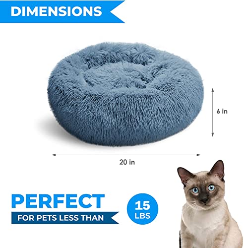 Whiskers & Friends Cat Bed, Cat Beds for Indoor Cats Washable, Orthopedic Soft Fluffy Round Calming Pet Bed fo - view 3