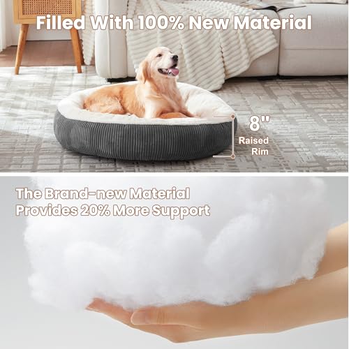 36 inches Donut Dog Bed for Large Dogs - Calming Round Pet Bed with Removable&Washable Cover, Plush Faux Fur & - view 4