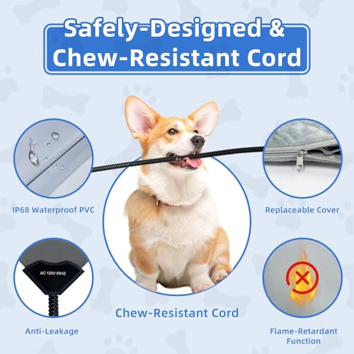 Pet Heating Pad for Cats Dogs Electric Heated Bed Waterproof Warming Mat Indoor Outdoor Chew Resistant Cord Ad - view 4