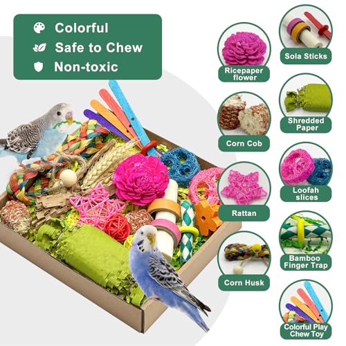 Natural Bird Toy Foraging Parrot Shredding Toys Box Conure Chewing Toys for Cockatiel Lovebird Parakeet Budgie - view 4