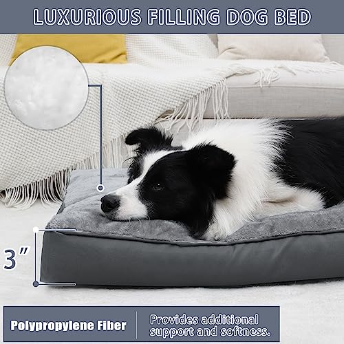 Dog Crate Bed Waterproof Deluxe Plush Dog Beds with Removable Washable Cover Anti-Slip Bottom Pet Sleeping Mat - view 4