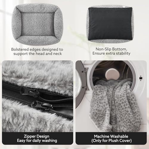 JOEJOY Dog Bed Medium Size Dog, Removable Washable Cover Orthopedic Soft Faux Rabbit Fur Pet Bed, Cute Calming - view 4