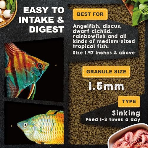Ultra Fresh Tropical Fish Food, Wild Sword Prawn, Natural Color Enhancement, Slow Sinking Pellet for Discus, A - view 4
