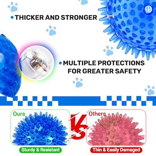 6 Pack 2.5" Light Up Squeaky Dog Balls, Spiky Dog Toy Balls for Puppy Small,Medium Dogs - view 5