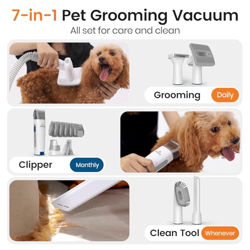 oneisall Dog Grooming Vacuum, Pet Grooming Vacuum with Clipper Nail Grinder, 1.5L Dust Cup Dog deshedding Brus - view 3