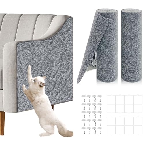 2 Pcs Total 78.8"x15.8" Cat Scratch Mat, Cat Scratch Couch Furniture Protector, Trimmable Self-Adhesive Cats S - view 2