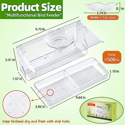 Window Bird Feeder with Non-Marking Self-Adhesive Hooks, Clear and Transparent, Outdoor Wild Bird Watching Gif - view 6