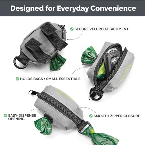 Tuff Mutt Dog Poop Bag Holder with Velcro Attachment - Durable Fabric Poop Bag Dispenser for Leashes - Include - view 4