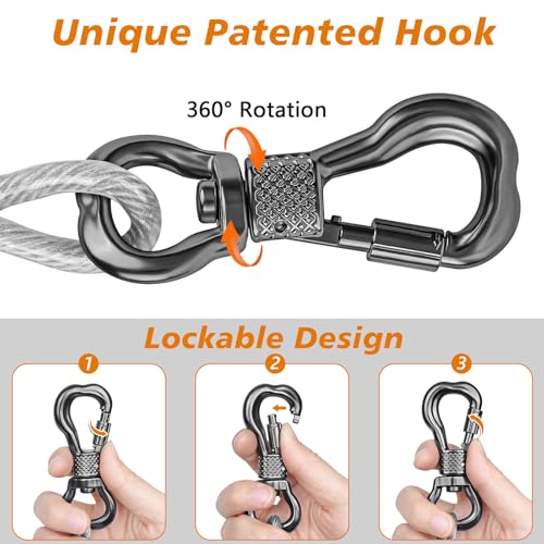 XiaZ Dog Tie Out Cable, Heavy Duty Dog Chains for Outside with Lockable Hook, Pet Runner Cable Leads for Yard, - view 5