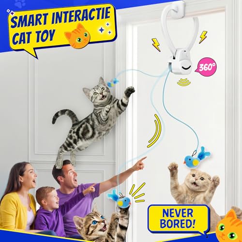 CATPICK Interactive Cat Toys for Indoor Cats - Automatic Flying Bird & Mouse Doorway Hanging Toy, USB Recharge - view 3