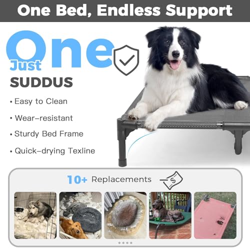 Suddus Elevated Dog Bed for Large Dogs 140lb, Breathable Cooling Raised Dog Cot with Dual Support Bars & Metal - view 4