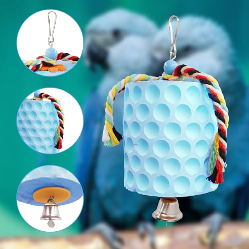 Extra Large Bird Chewing Toy, Parrot Beak Grinding Calcium Stone with Bells, Bird Cage Accessories, Cage Toys  - view 5