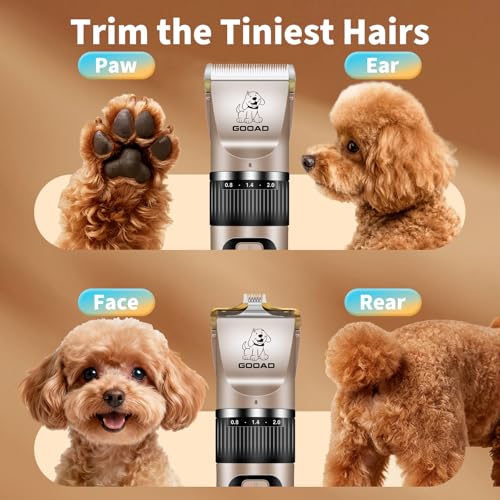Dog Clippers for Grooming,Dog Grooming Kit for Heavy Thick Hair&Coats/Low Noise Rechargeable Cordless Hair Tri - view 5
