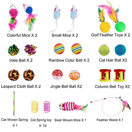 32Pcs Cat Toys Kitten Interactive Pet Toys Assortments, Foldable Rainbow Tunnel, Teaser Wand Fluffy Mouse Crin - view 4