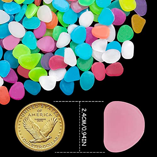 350 PCS Luminous Stones – Mixed Color Glow Rocks Decorations DIY Decorative Pebbles for Aquarium Fish Tank Sid - view 3