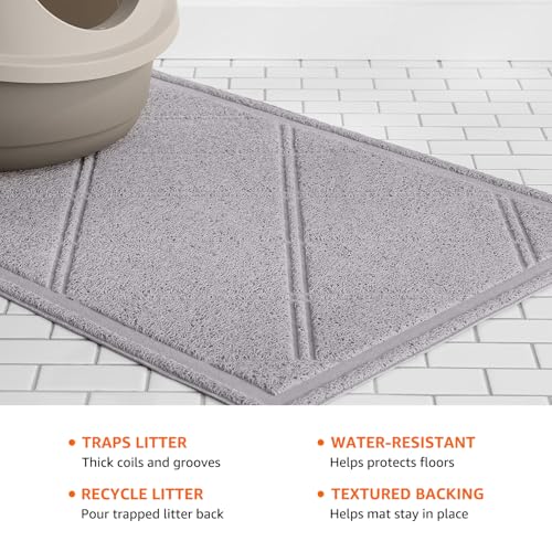 Basics Less-Mess Litter Trapping Cat Litter Box Mat, Soft on Kitty Paws, Waterproof, Scatter Control, 24" x 35 - view 6